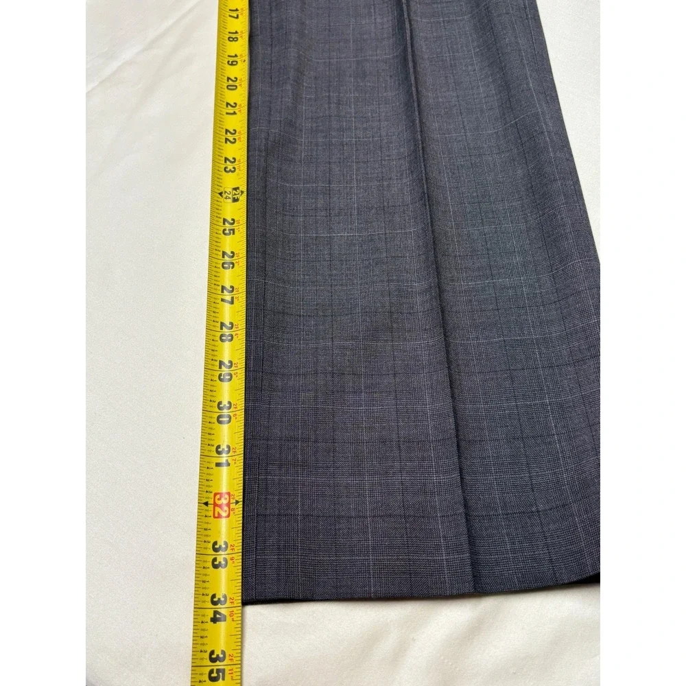 Banana Republic Classic Fit Men's Gray Plaid Wool Blend Dress Pants W34 L34